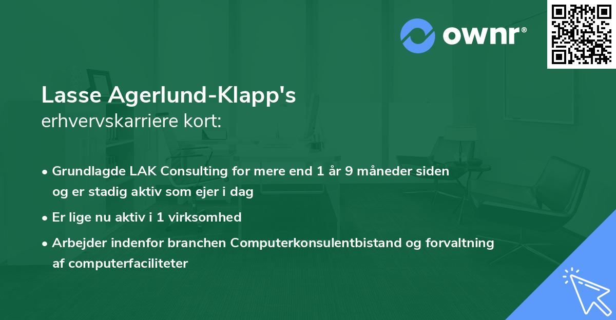 Lasse Agerlund-Klapp's erhvervskarriere kort