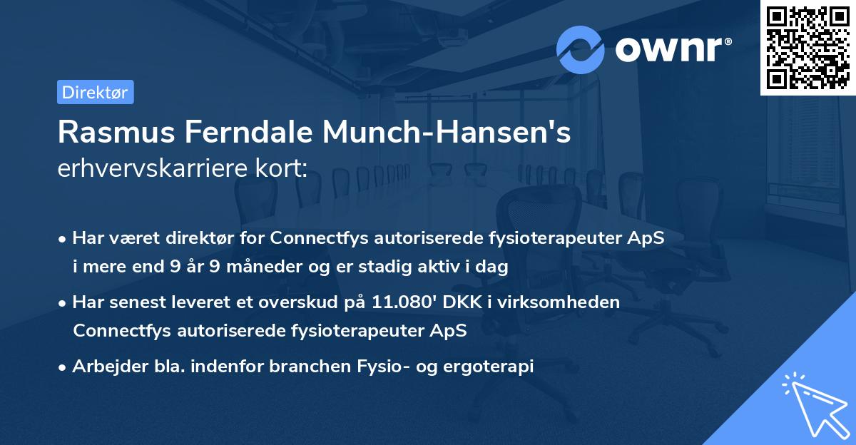 Rasmus Ferndale Munch-Hansen's erhvervskarriere kort
