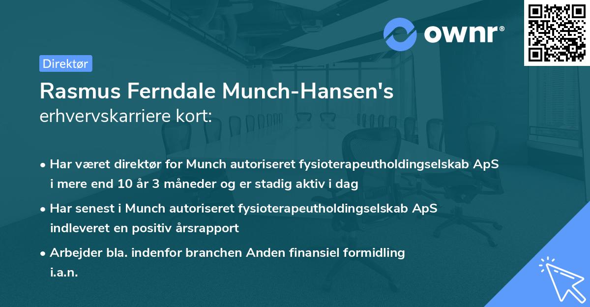 Rasmus Ferndale Munch-Hansen's erhvervskarriere kort