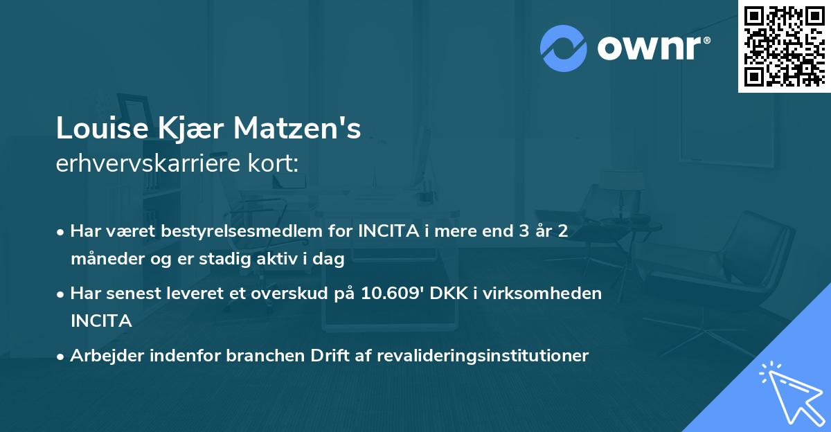 Louise Kjær Matzen's erhvervskarriere kort