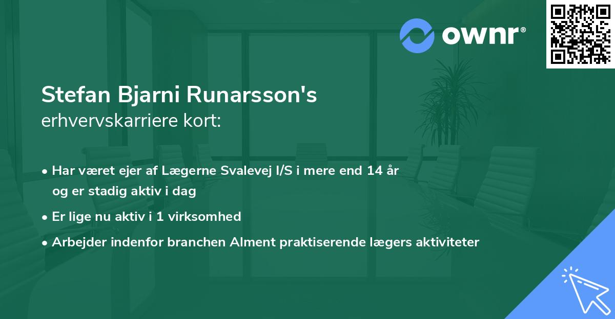 Stefan Bjarni Runarsson's erhvervskarriere kort