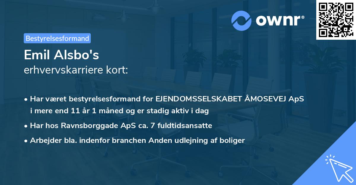 Emil Alsbo's erhvervskarriere kort