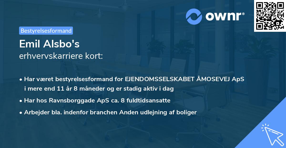 Emil Alsbo's erhvervskarriere kort