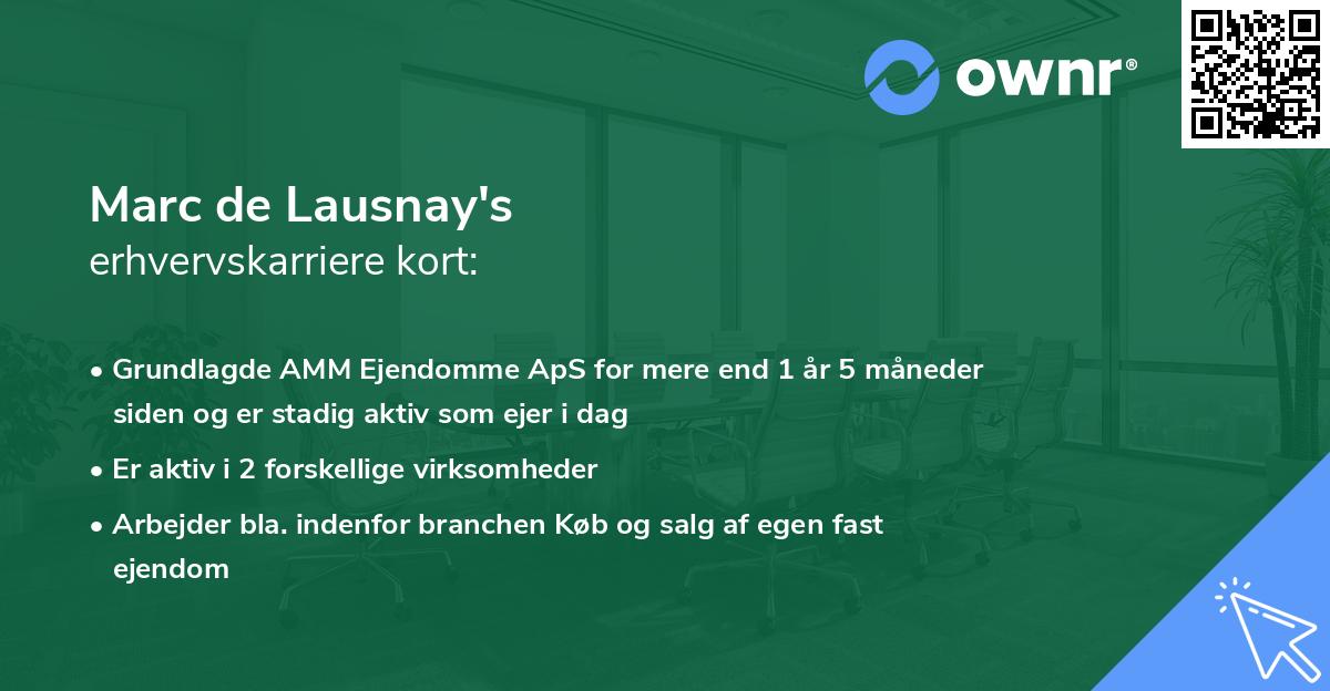 Marc de Lausnay's erhvervskarriere kort