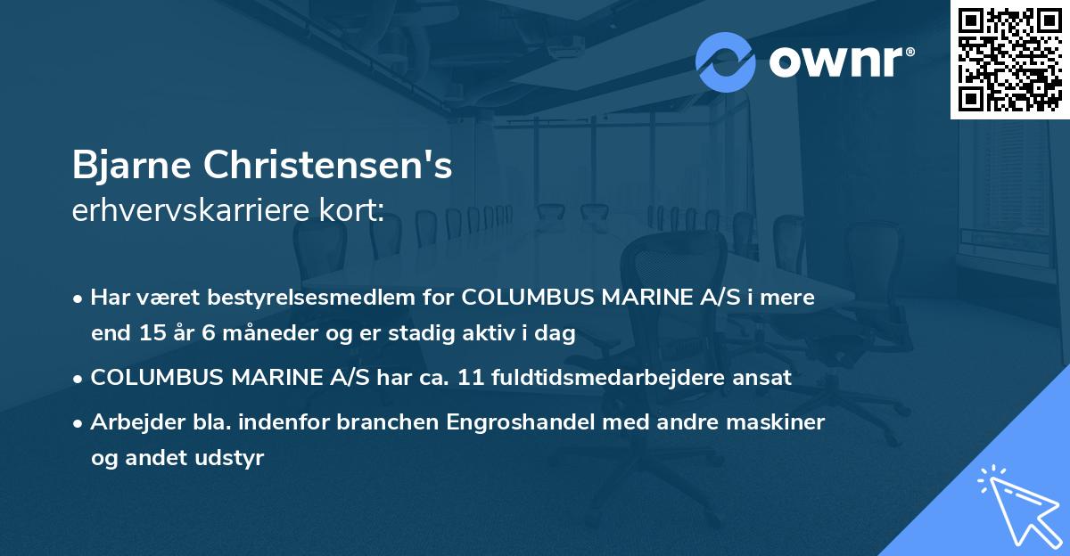 Bjarne Christensen's erhvervskarriere kort