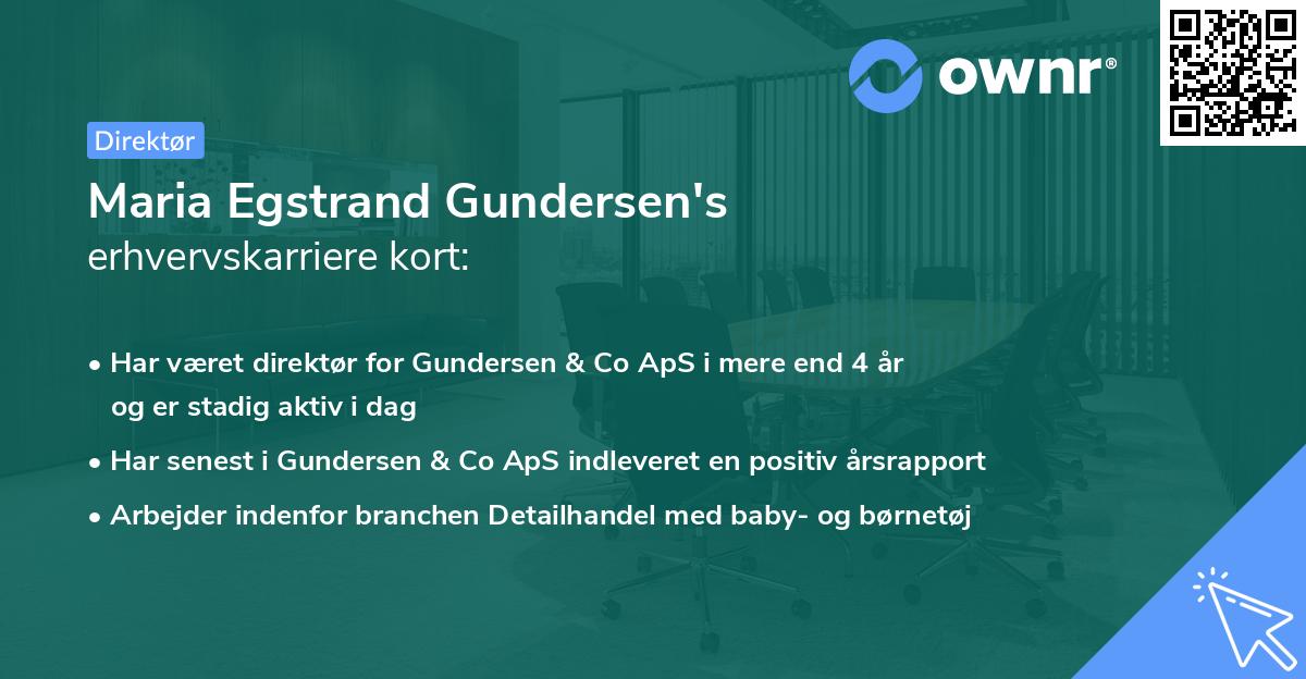 Maria Egstrand Gundersen's erhvervskarriere kort