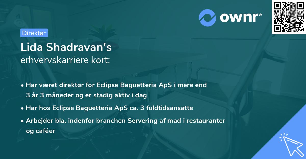 Lida Shadravan's erhvervskarriere kort