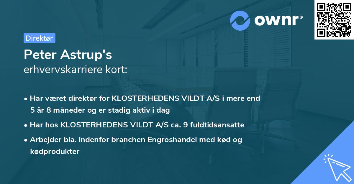 Peter Astrup's erhvervskarriere kort