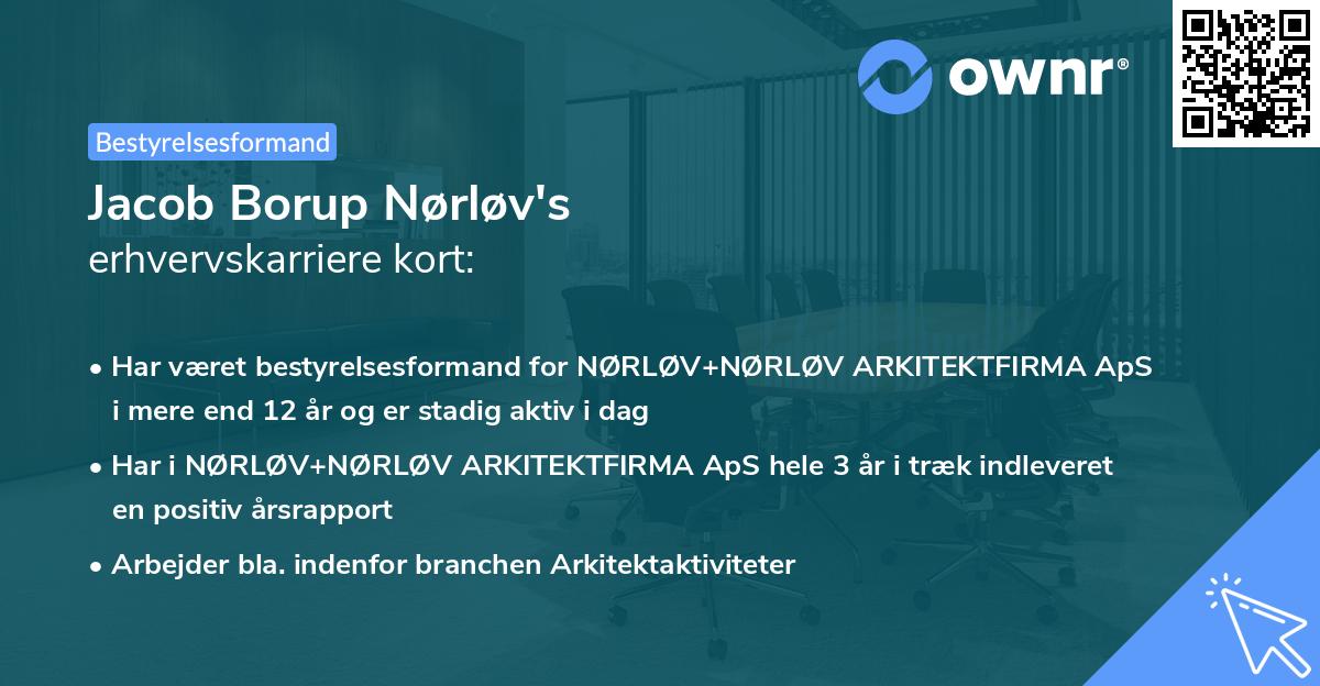 Jacob Borup Nørløv's erhvervskarriere kort