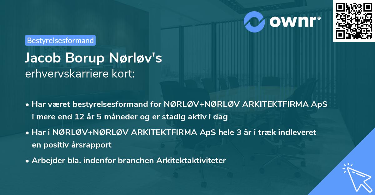 Jacob Borup Nørløv's erhvervskarriere kort