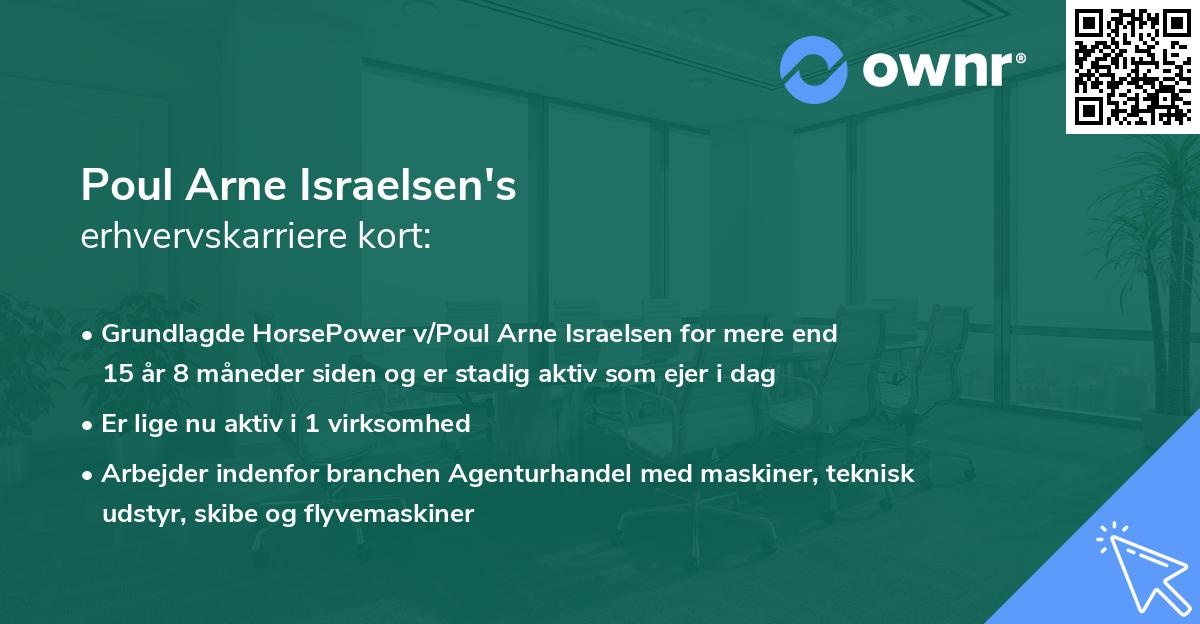 Poul Arne Israelsen's erhvervskarriere kort