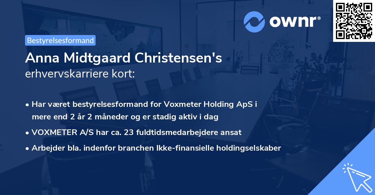 Anna Midtgaard Christensen's erhvervskarriere kort