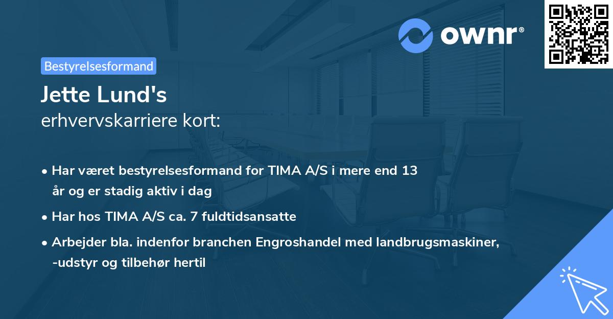 Jette Lund's erhvervskarriere kort