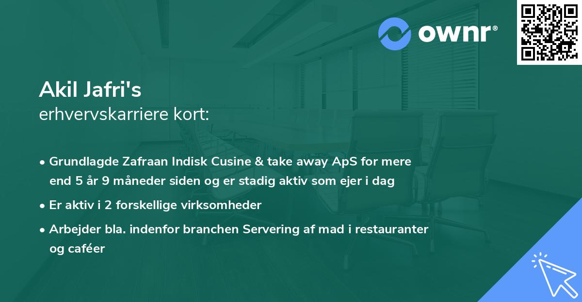 Akil Jafri's erhvervskarriere kort