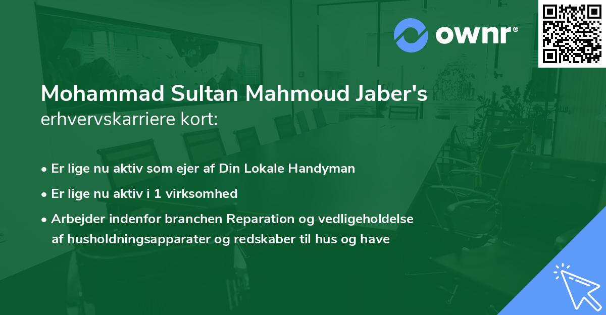 Mohammad Sultan Mahmoud Jaber's erhvervskarriere kort