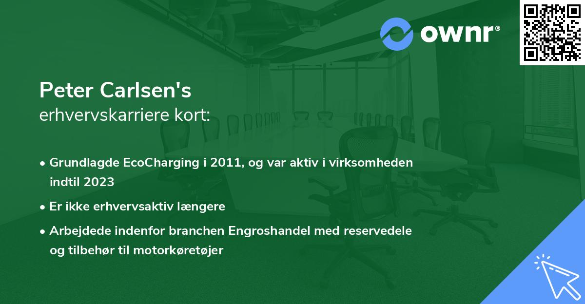 Peter Carlsen's erhvervskarriere kort