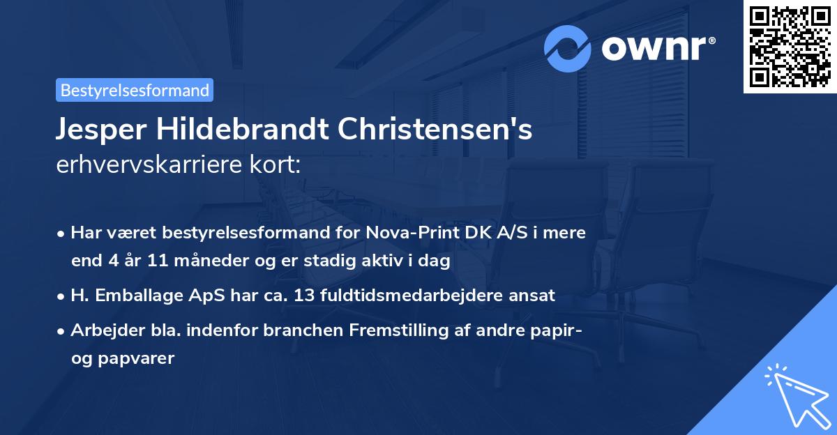 Jesper Hildebrandt Christensen's erhvervskarriere kort