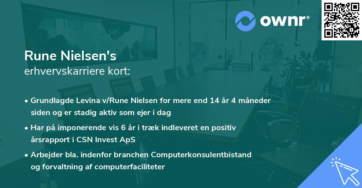 Rune Nielsen's erhvervskarriere kort