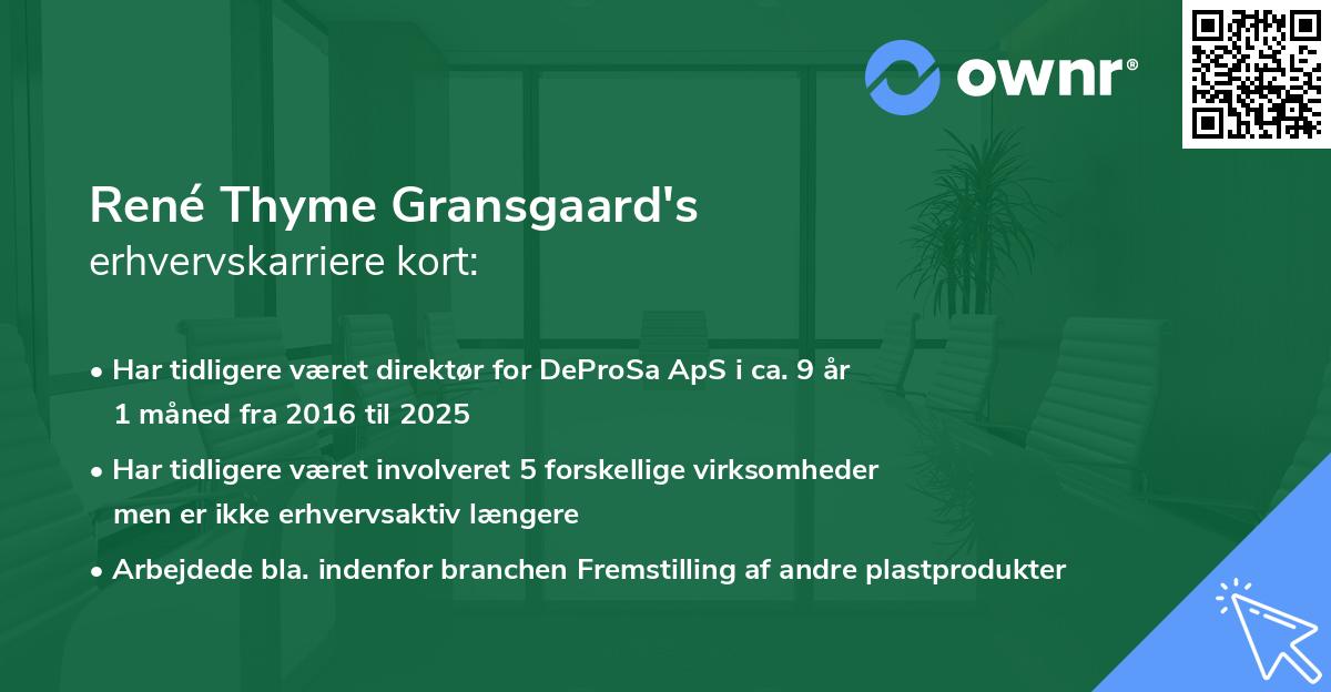 René Thyme Gransgaard's erhvervskarriere kort