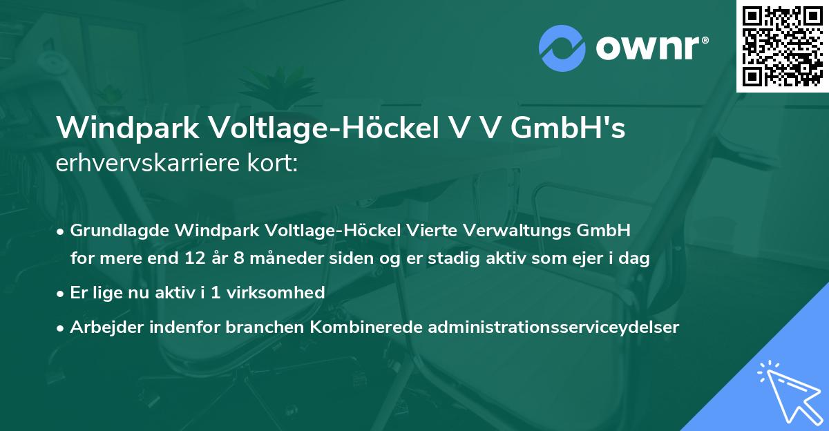 Windpark Voltlage-Höckel V V GmbH's erhvervskarriere kort