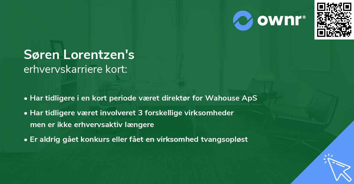 Søren Lorentzen's erhvervskarriere kort