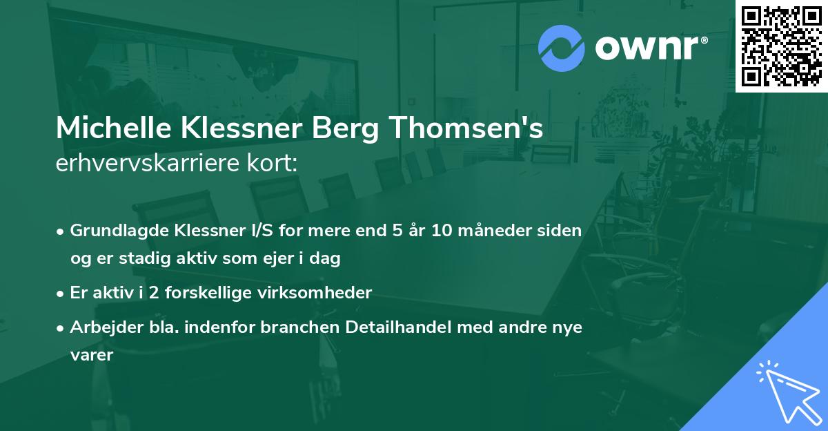 Michelle Klessner Berg Thomsen's erhvervskarriere kort