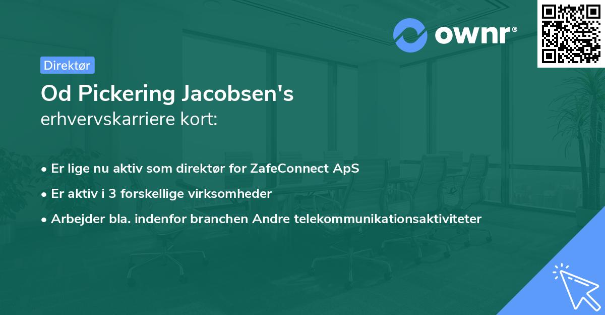 Od Pickering Jacobsen's erhvervskarriere kort