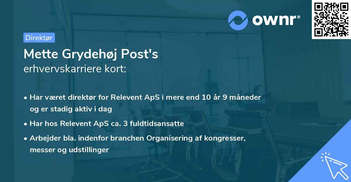 Mette Grydehøj Post's erhvervskarriere kort