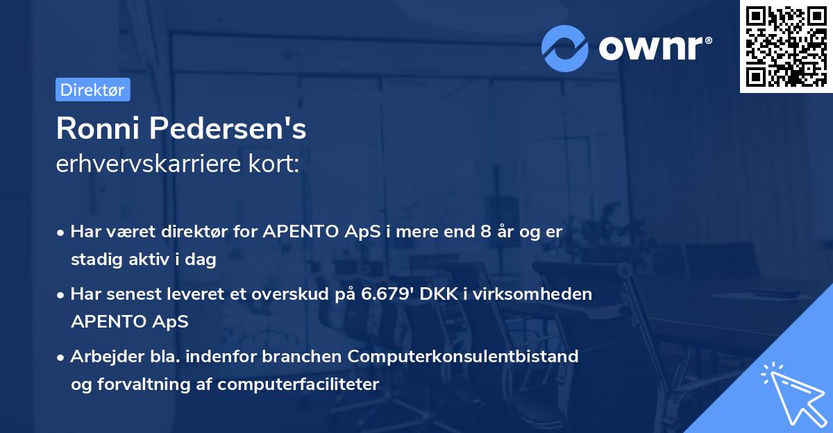 Ronni Pedersen's erhvervskarriere kort