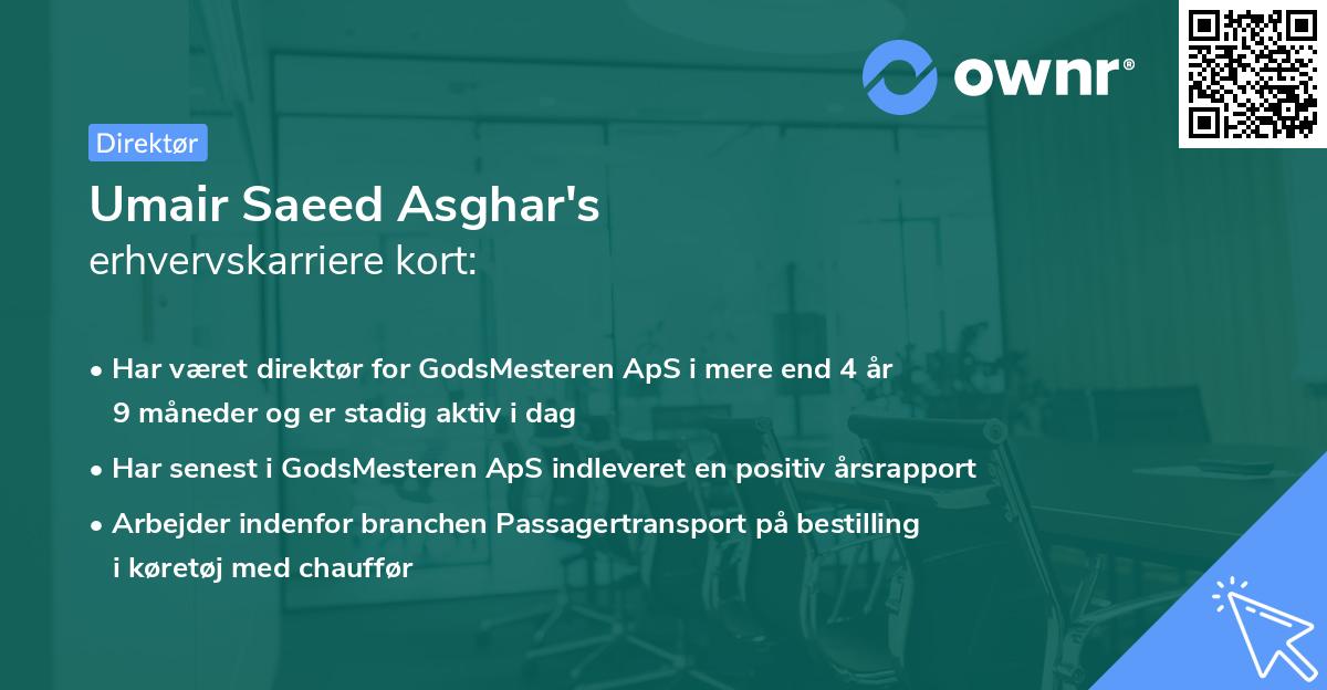 Umair Saeed Asghar's erhvervskarriere kort