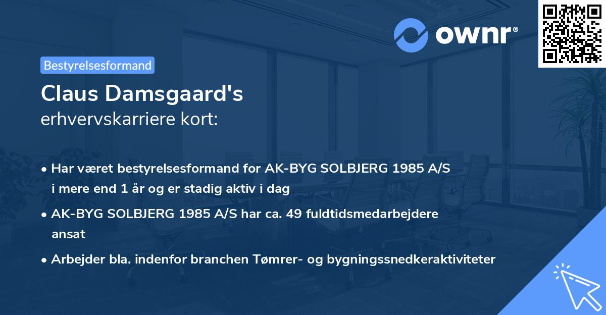 Claus Damsgaard's erhvervskarriere kort