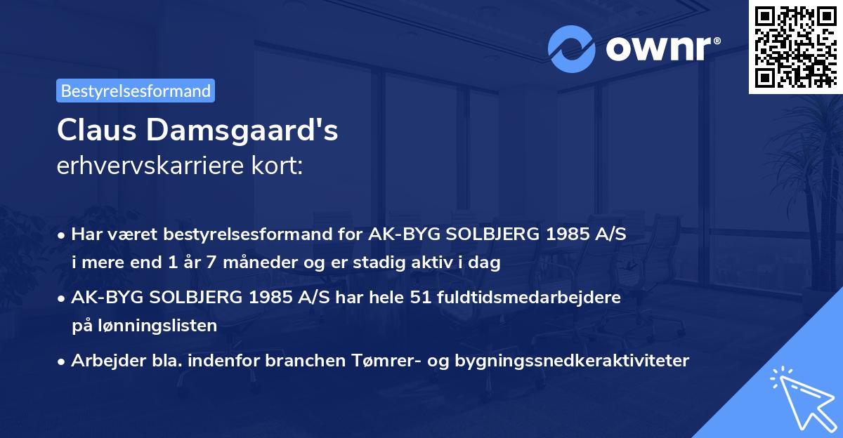 Claus Damsgaard's erhvervskarriere kort