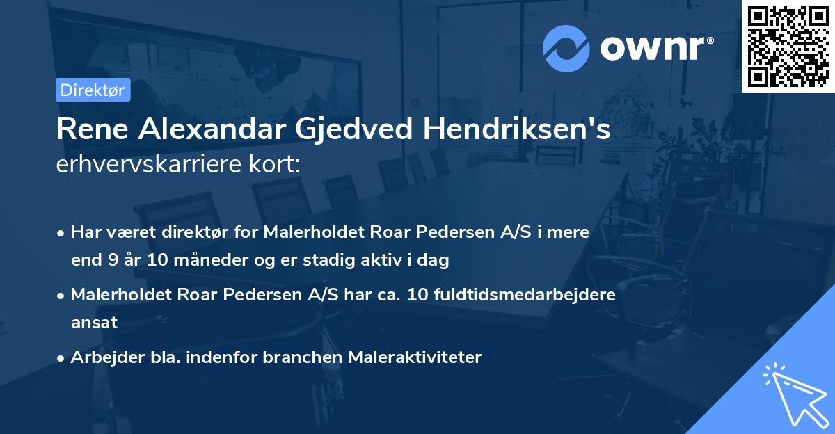 Rene Alexandar Gjedved Hendriksen's erhvervskarriere kort