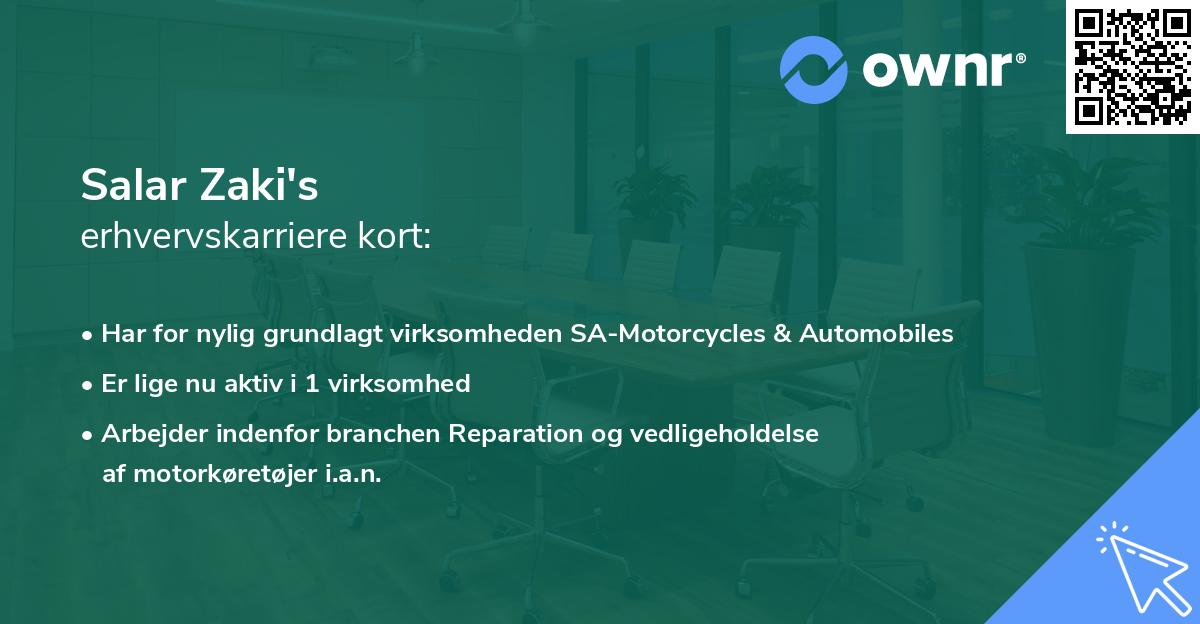 Salar Zaki's erhvervskarriere kort
