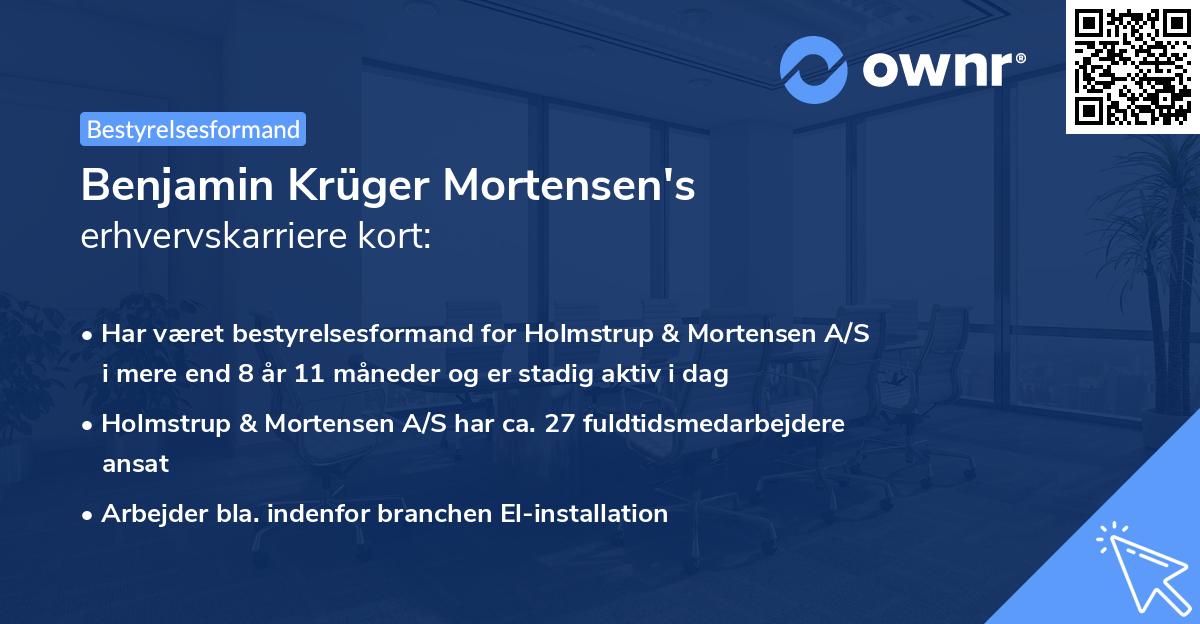 Benjamin Krüger Mortensen's erhvervskarriere kort