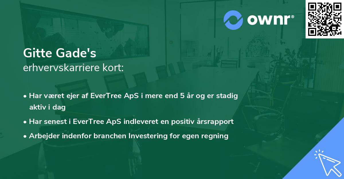 Gitte Gade's erhvervskarriere kort