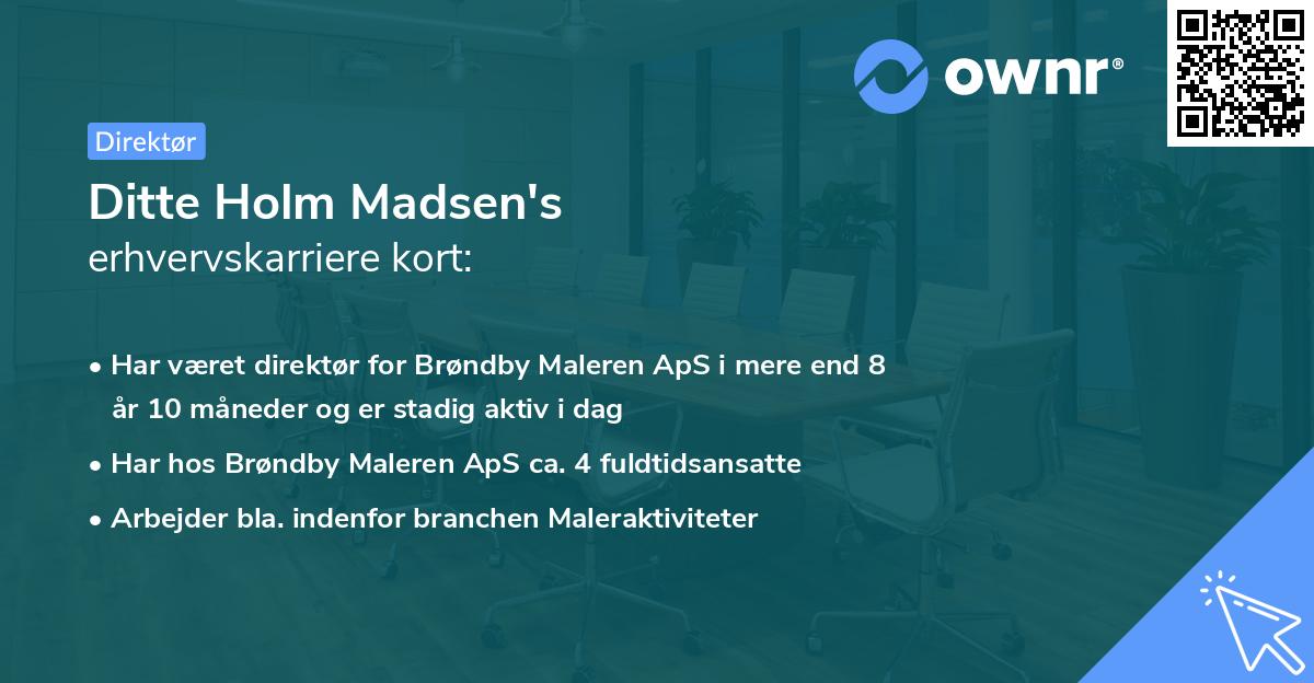 Ditte Holm Madsen's erhvervskarriere kort