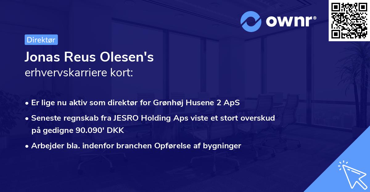 Jonas Reus Olesen's erhvervskarriere kort