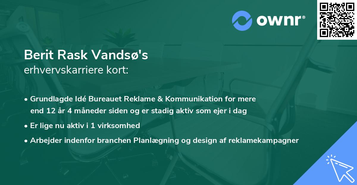 Berit Rask Vandsø's erhvervskarriere kort