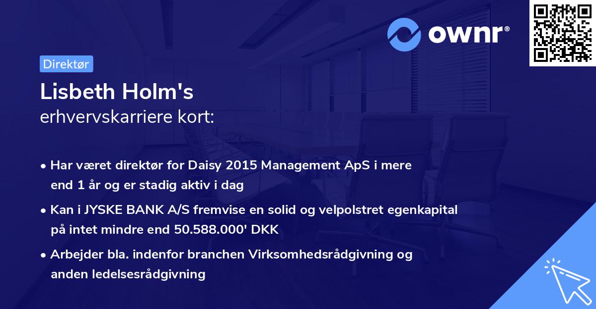 Lisbeth Holm's erhvervskarriere kort