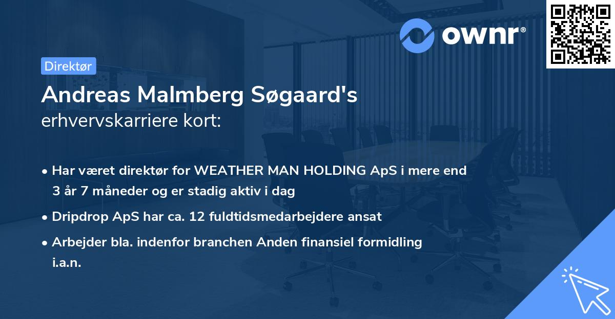 Andreas Malmberg Søgaard's erhvervskarriere kort