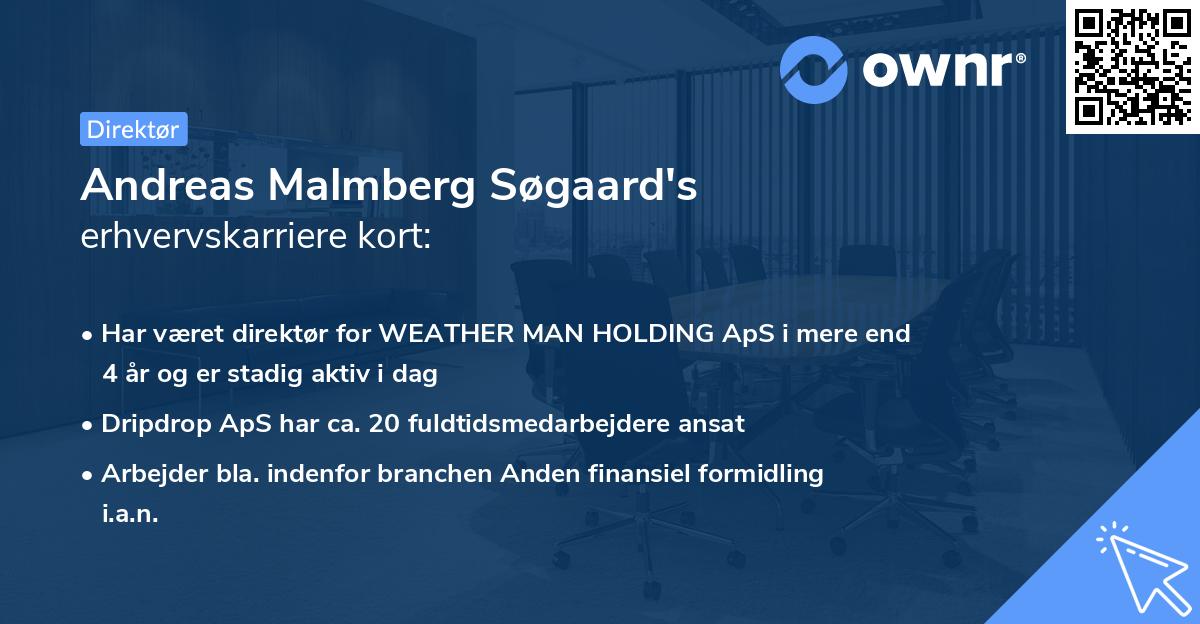 Andreas Malmberg Søgaard's erhvervskarriere kort