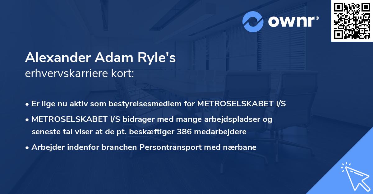 Alexander Adam Ryle's erhvervskarriere kort