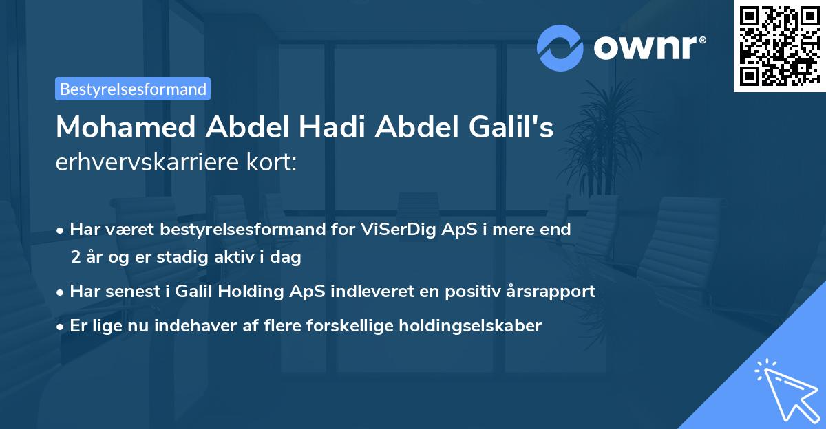 Mohamed Abdel Hadi Abdel Galil's erhvervskarriere kort