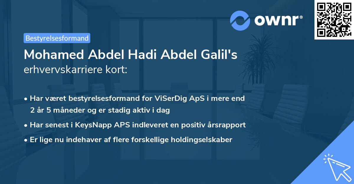 Mohamed Abdel Hadi Abdel Galil's erhvervskarriere kort