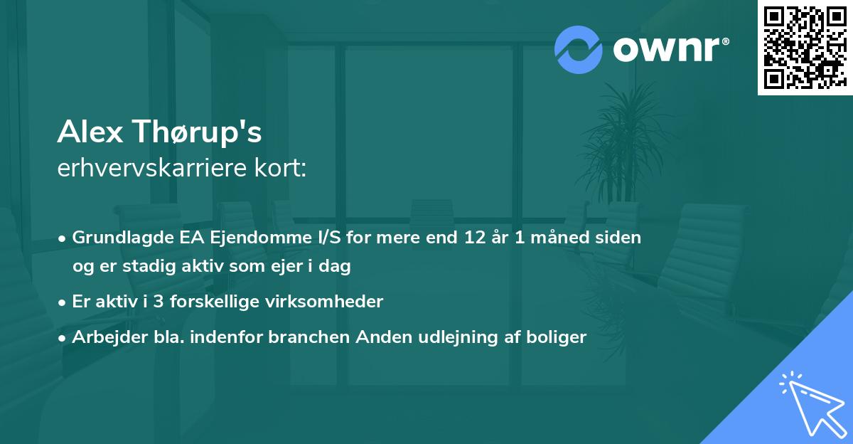 Alex Thørup's erhvervskarriere kort