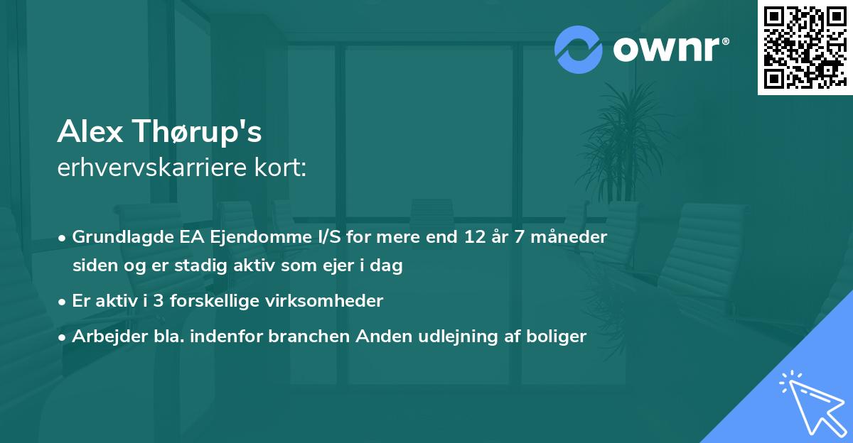Alex Thørup's erhvervskarriere kort