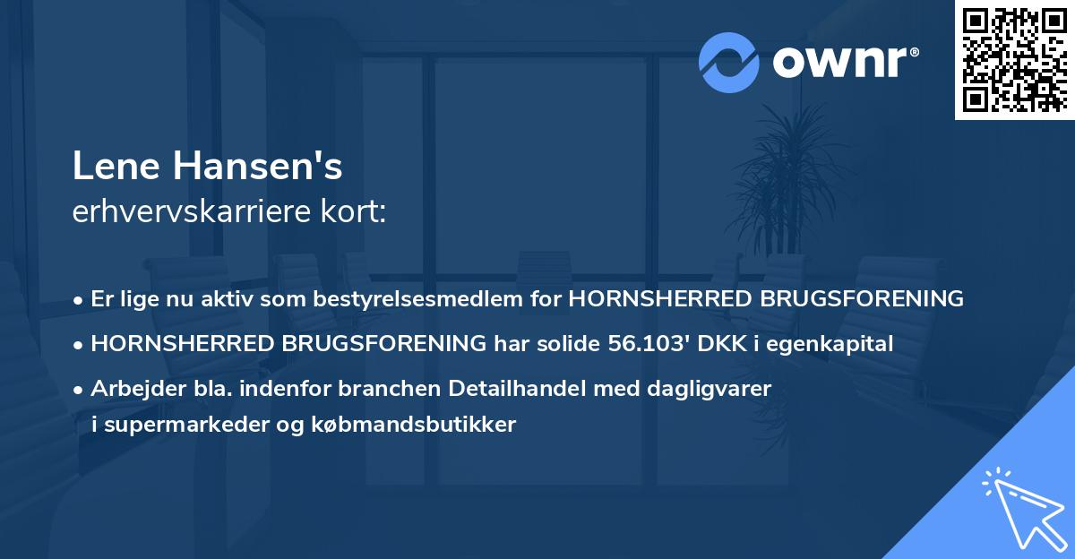 Lene Hansen's erhvervskarriere kort