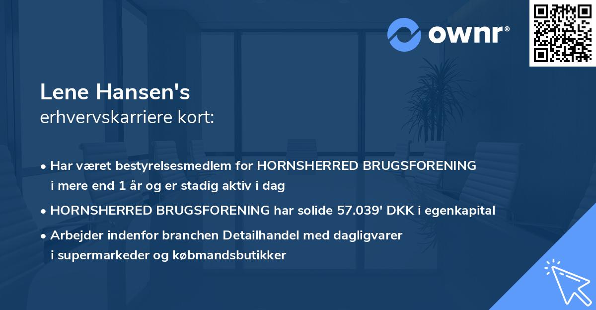 Lene Hansen's erhvervskarriere kort