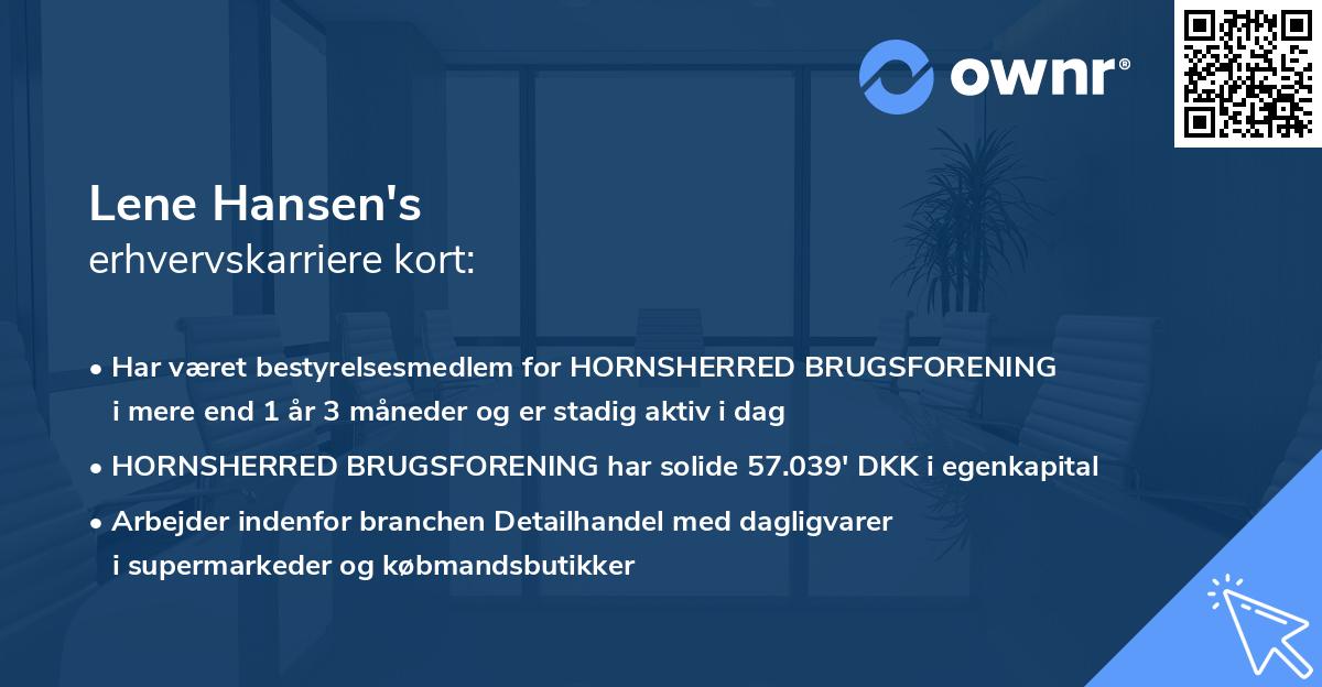 Lene Hansen's erhvervskarriere kort